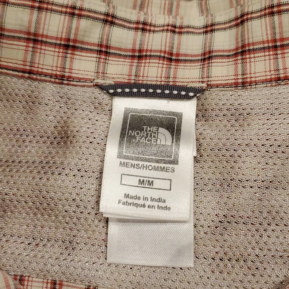 Mens The North Face tan plaid button down size M